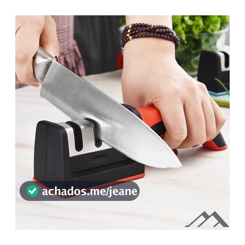 Amolador Afiador  De Cozinha Facas Em Aço Inox Profissional Com 3 Afiadores Profissional  Ferramenta Com Afiação Rápida