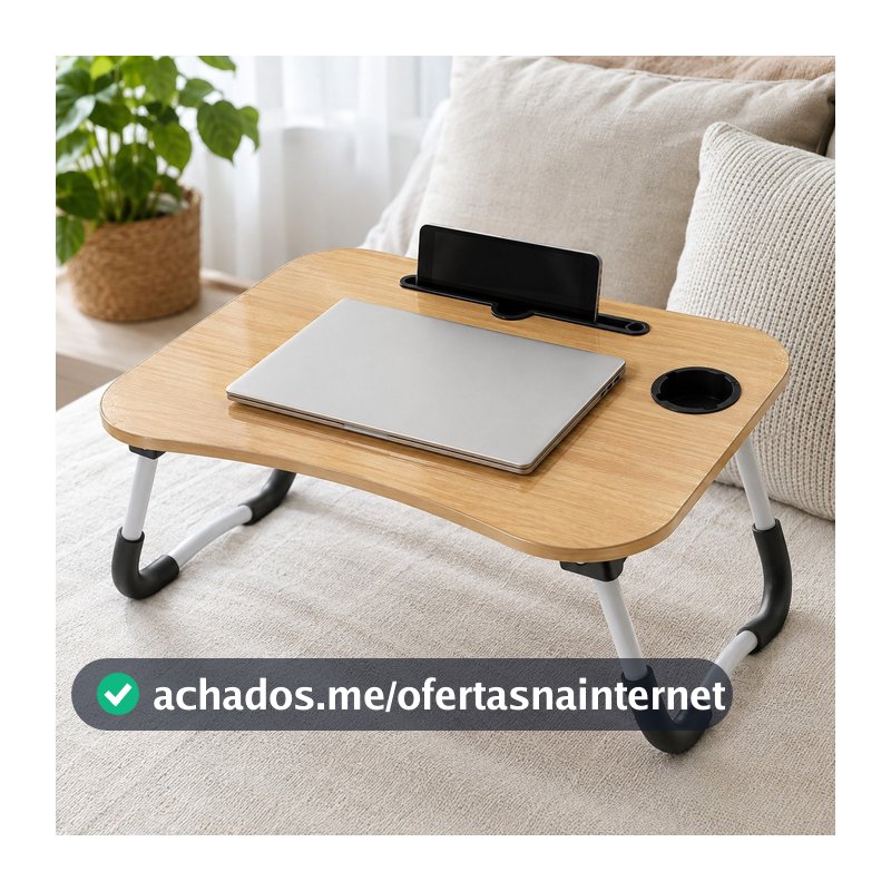 Mesa Dobrável para Notebook Cama Sofá com Porta Copo Suporte Celular Tablet Multiuso Portátil Café da Manha Na Cama