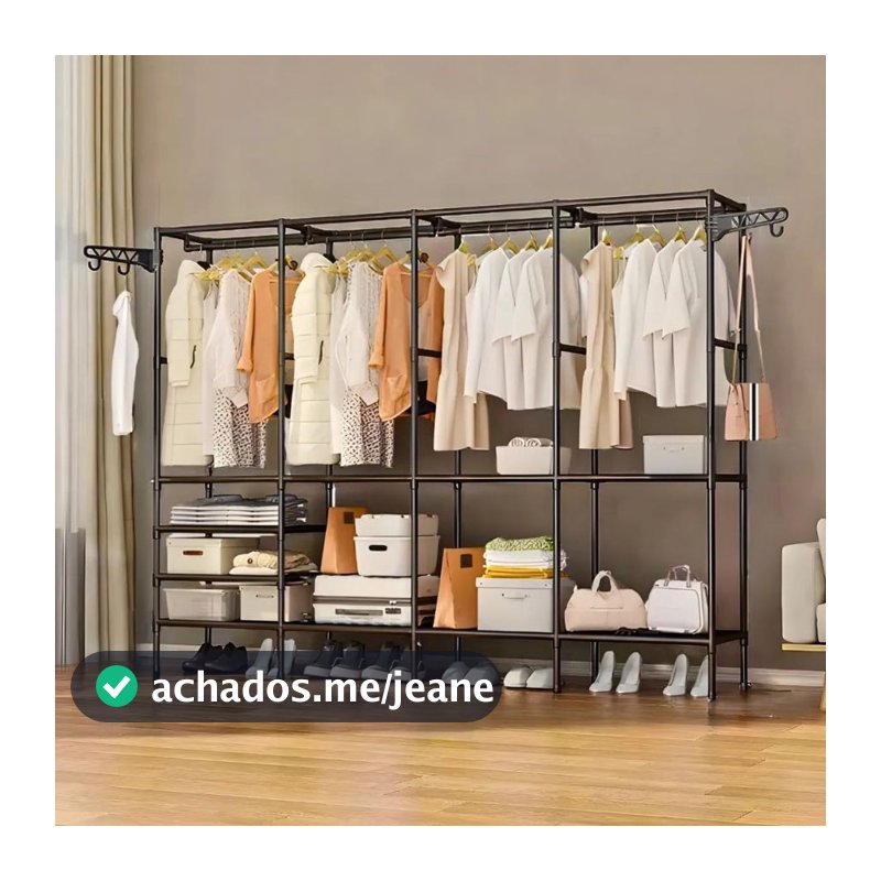 Guarda Roupa Arara Roupeiro Grande Portatil Cabideiro Para Roupa Sapateira Organizador Multiuso Armário bom