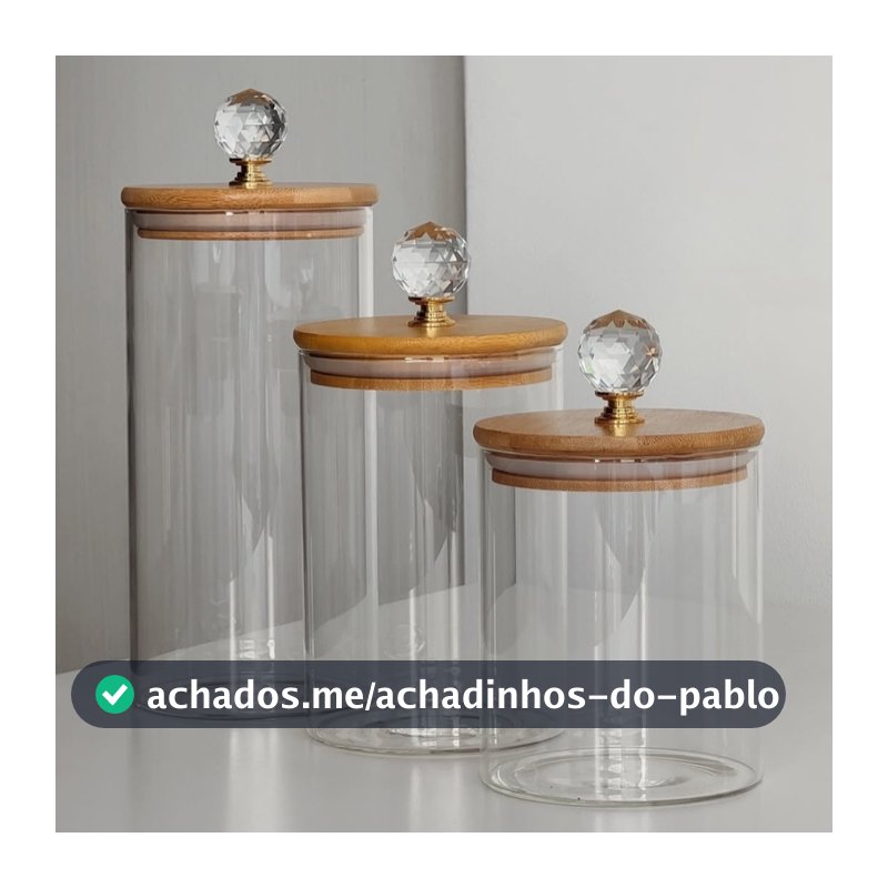 Jogo de Potes de Vidro Redondo cristal organizador armazenamentos de cozinha cantinho do café Tampa de Bambu
