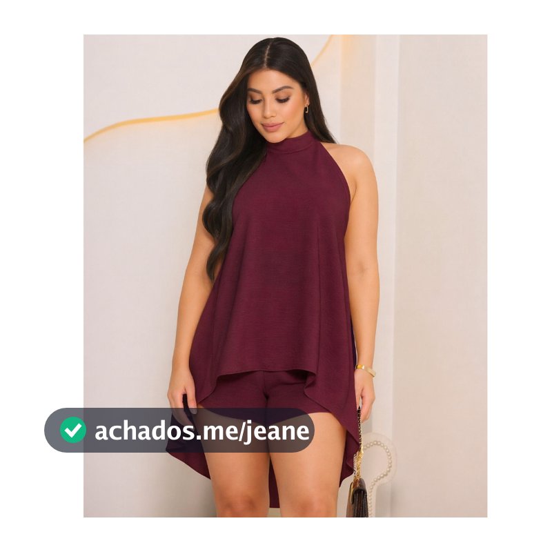 Conjunto Feminino Curto Forrado Com Camadas Soltinho Frente Unica Short Verão