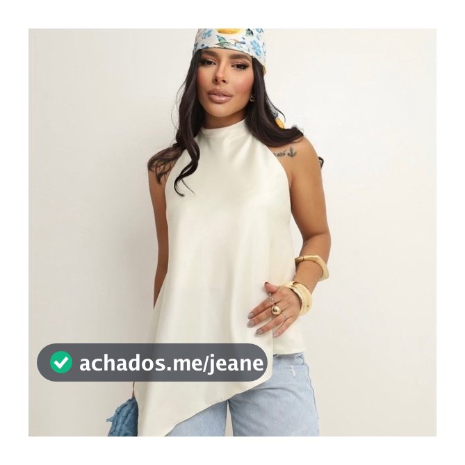 Blusa Feminina Acetinada Gola Alta Assimétrica Costas Abertas Elegante Regata Social Festa