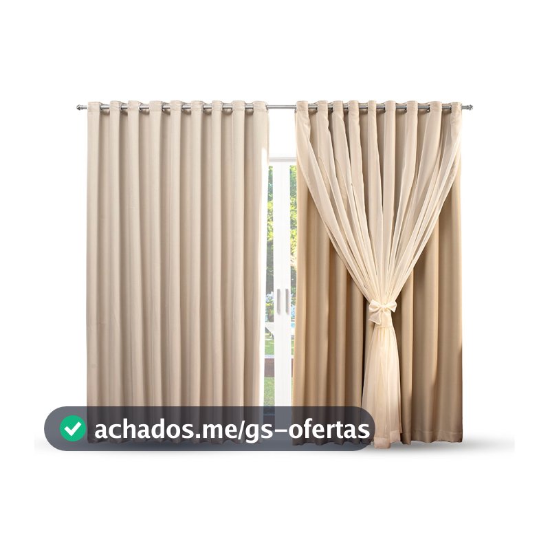 cortina blackout com voil forro 6,00 x 2,70 metros para quarto sala e decoração casa blecaute