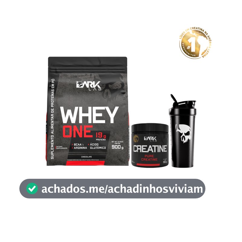 Whey Protein One Refil 900g + Creatina Monohidratada Pura 150g + Coqueteleira Fuse 700ml - Dark Lab