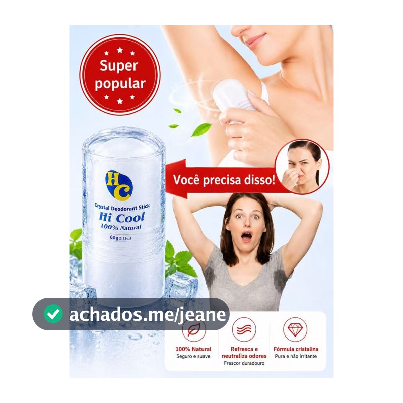BGM-Desodorante Natural Pedra Cristal De Sal 60g Unisex Hi Cool