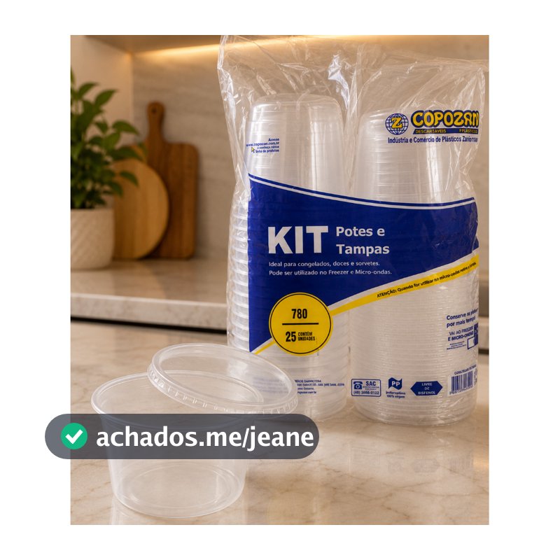 POTE REDONDO C/ TAMPA - 25 und - COPOZAN 145/250/380/500/780/1000ml (bolo, congelar, gelatina, sopa)