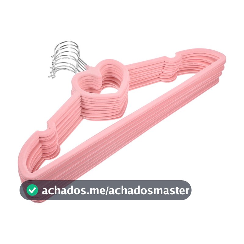 Kit【40】UN Cabide Coração Rosa de Veludo Infantil Ultrafino – Ideal para roupas infantis e de bebê