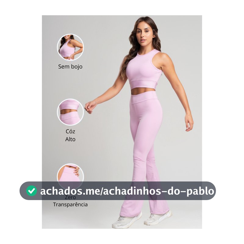 Conjunto Fitness Bailarina Academia Top Regata Legging Flare Suplex Zero Transparência Feminina