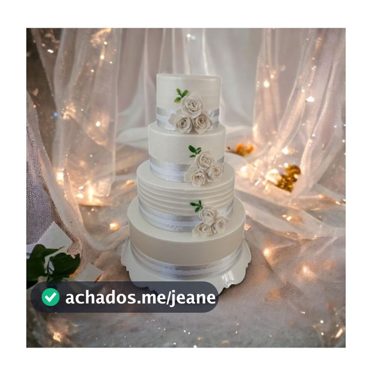 Bolo Fake Branco e Prata de Casamento 01