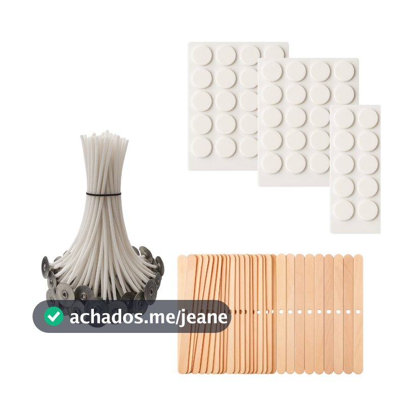 50 Pavio Velas Lembrancinhas Noivado Chá Bebe A2020 10cm + 50 Adesivos 2CM 50 Uns + 25 Centralizador