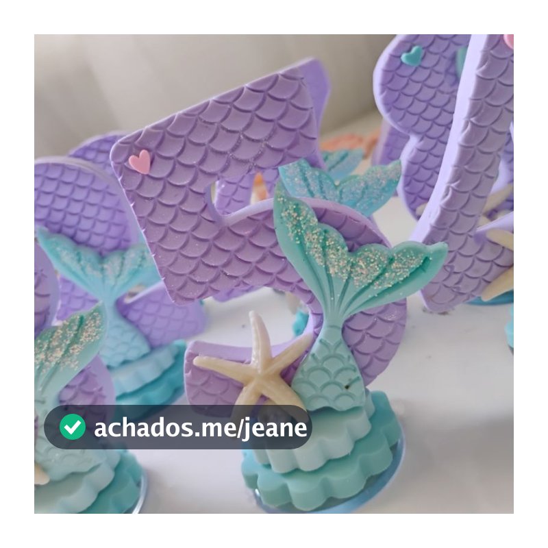 Topo sereia/ Topo sereia de biscuit/Vela de aniversário sereia