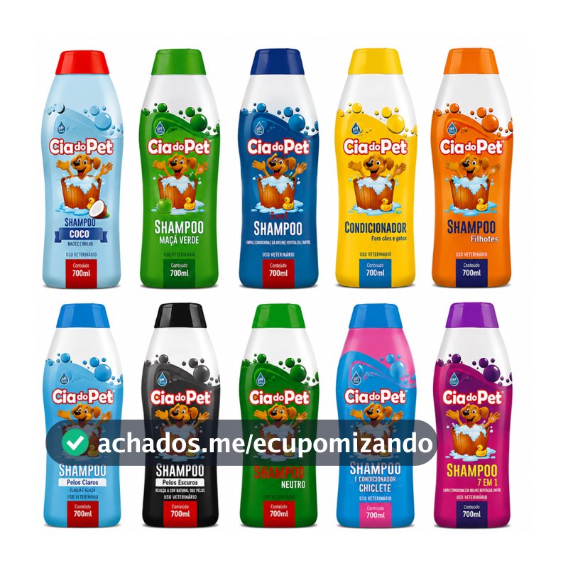 Shampoo e Condicionador 700ml Cia do Pet para Cachorro e Gato Ph Neutro Pet Shop