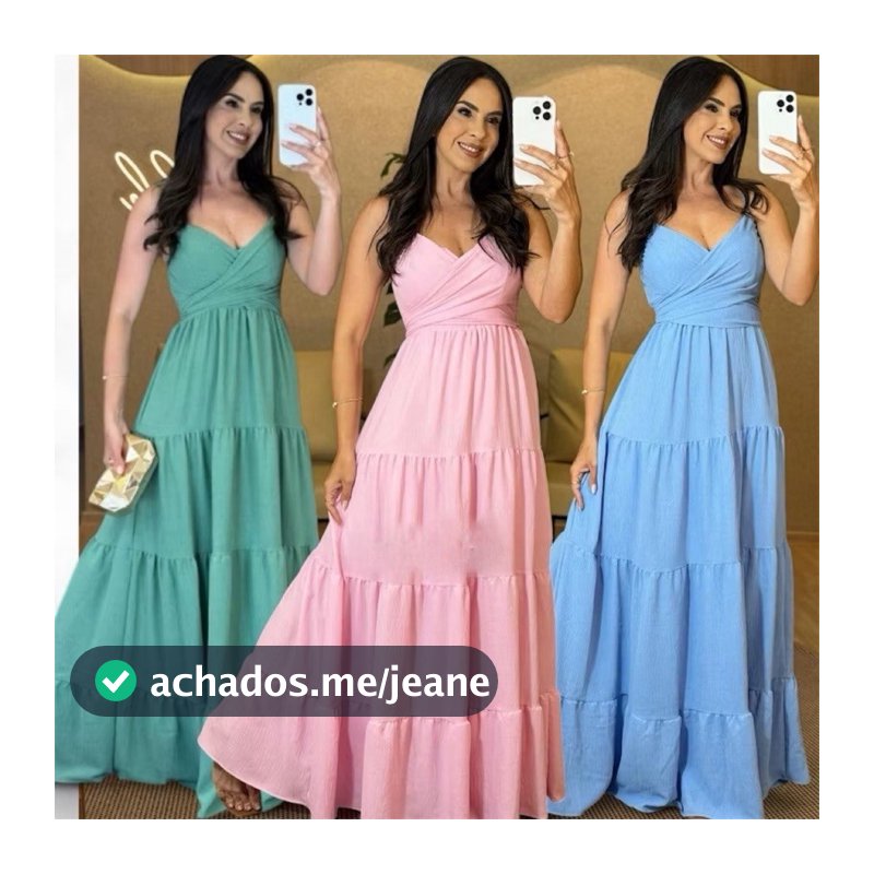 vestido longo decote em V com amarraçãoN-1