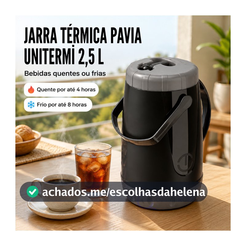 Jarra Garrafa ❄️Térmica🔥 Unitermi Pávia 2,5L  Chá Café☕ Suco🥤 Água 💧Tererê Bebidas Frias ou Quentes