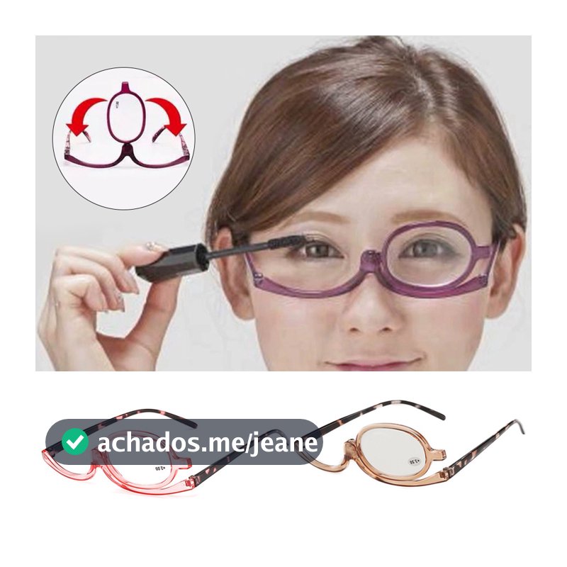 Óculos De Maquiagem Monocle Full Frame Multifuncional Rotatable Fashion Eyeglass