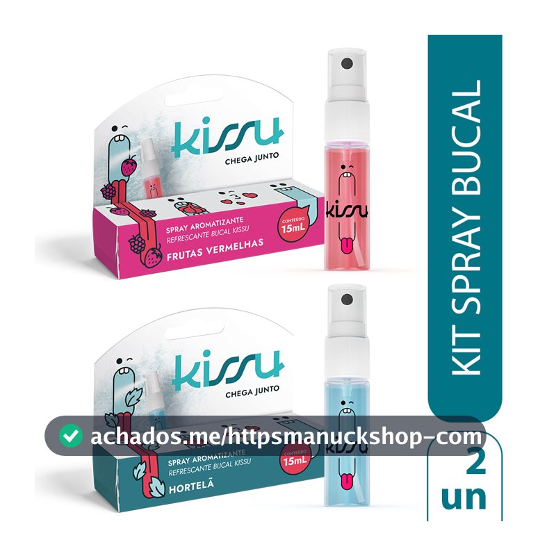 Kit 2 Spray Bucal Kissu – Hortelã + Frutas Vermelhas (15ml cada)
