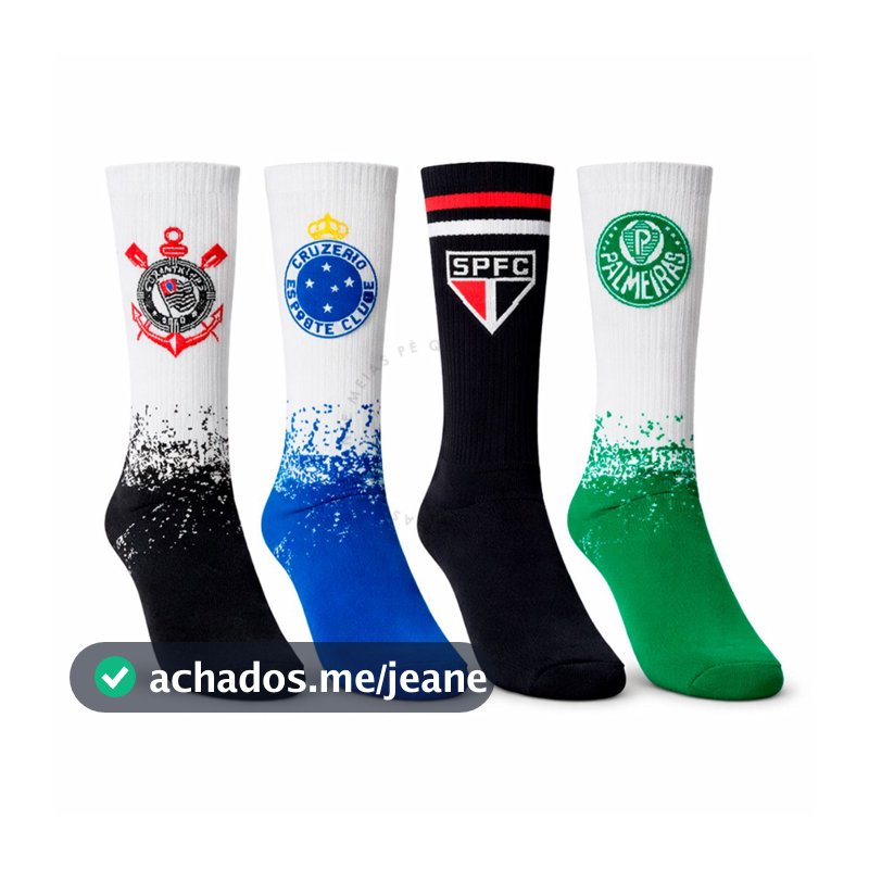 Meia Cano Alto Time Futebol Algodão Esportiva Academia