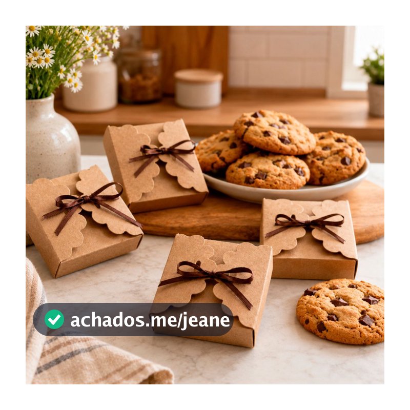 Kit 50 Caixinha para Cookie Brownie Bijuterias Doces Lembrancinhas Kraft e Branca Dupla Face