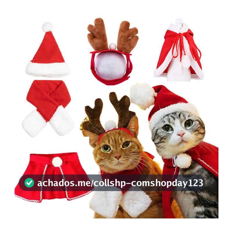 Cão Chapéu De Natal Filhote De Cachorro Boné Ano Novo Pet Capa Gato Cachecol Xale Vestir-Se Para Animais De Estimação