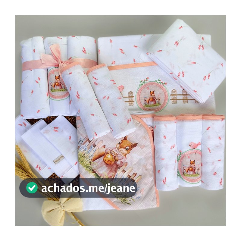 Kit 14 Peças Menina Menino Premium Bordado Presente Cores Neutras Personagens