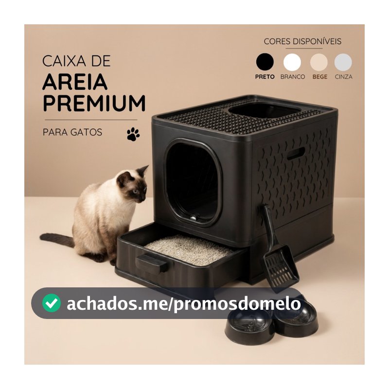 Caixa de Areia Premium Para Gato Sanitário Fechado Furba Grande Sandbox Luxo Com Comedouro e Pá