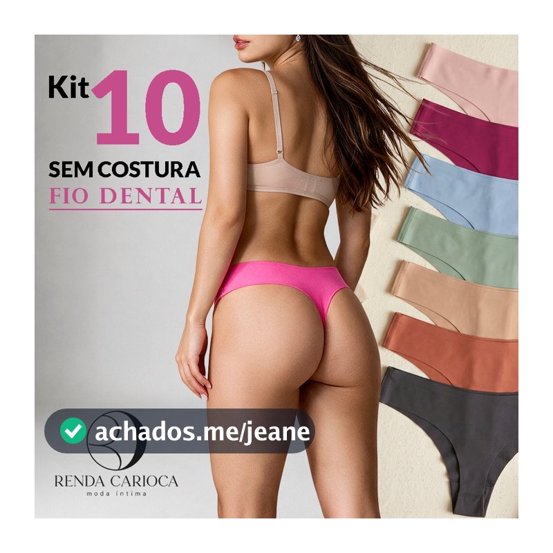 Kit 10 Calcinha Sem Costura Fio Dental Conforto Corte a Laser Não Marca