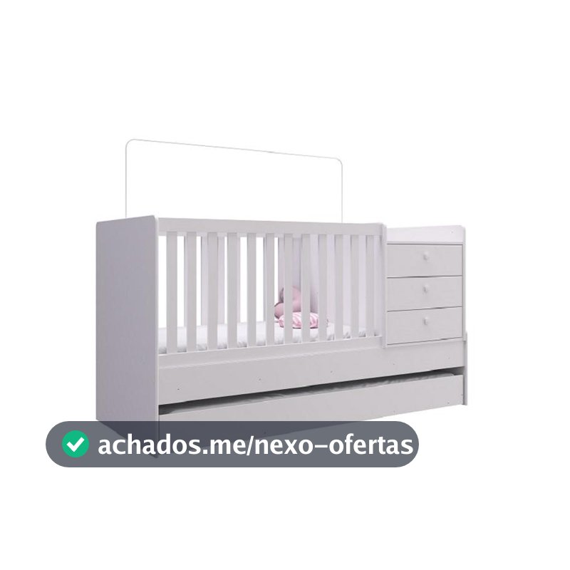 Berço Americano Vira Cama C/ Auxiliar Trocador Gaveteiro - Branco