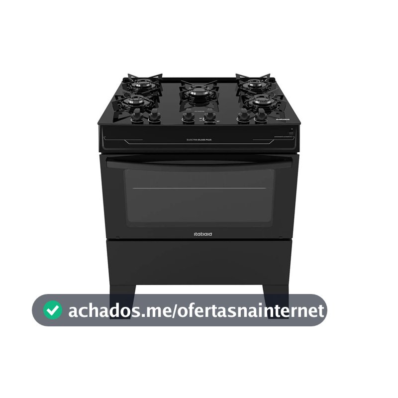 Fogão de Piso Itatiaia 5 Bocas Electra Glass Plus Preto - Bivolt