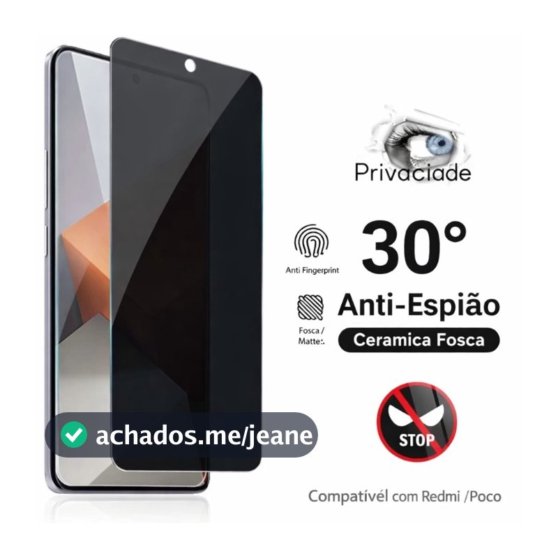 Película Cerâmica Fosca Privacidade Redmi 12C 13C 14C 15C Poco C65 C71 C75 C85 Proteção Anti Espião