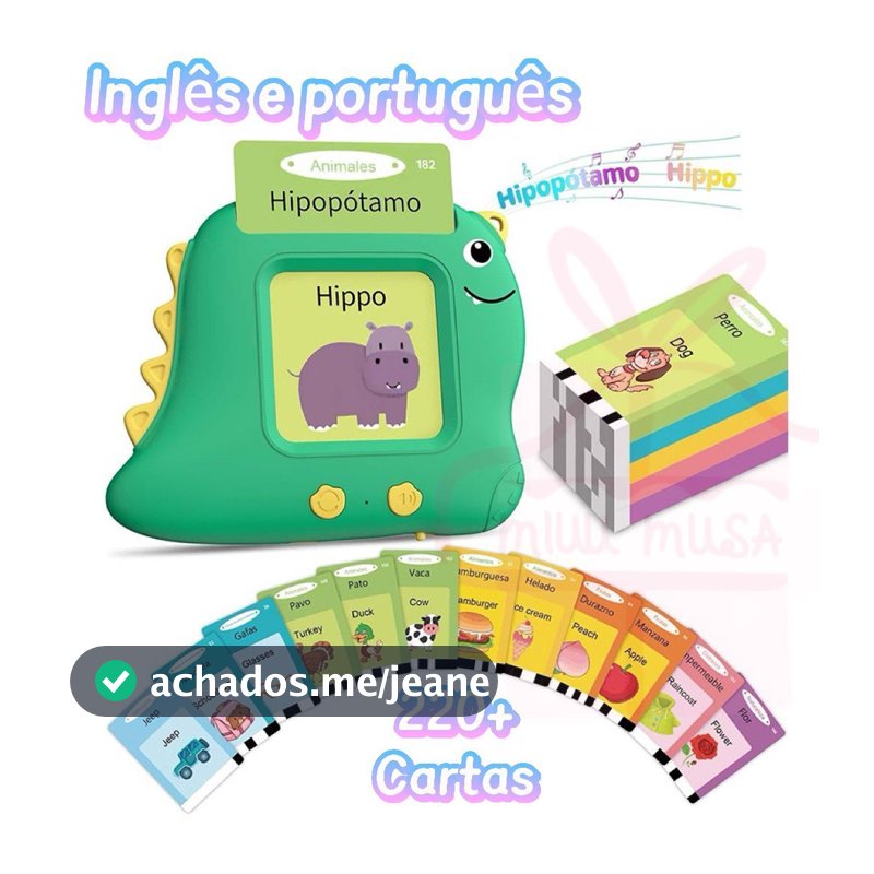 Pronúncia Portátil Máquina De Cartões De Aprendizagem Oral Kids Educational Toys（Português e Inglês)