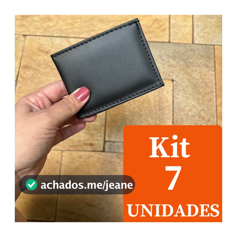 Kit 7 Unidades Carteira Masculina Mini Slim Pequena E Compacta Couro Sintetico