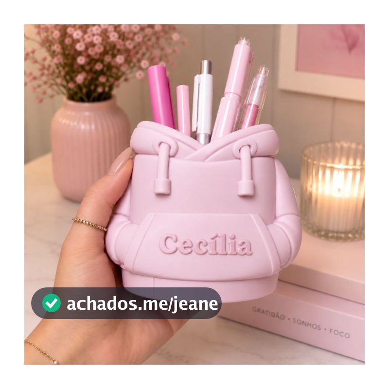 Porta Caneta Moletom Personalizado com Nome - Presente Natal Amigo Secreto Lembrancinha Brindes Professora