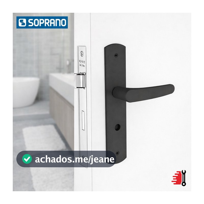 Fechadura Ipanema Soprano Banheiro Preta ESP 27 Trinco Interno Design Moderno