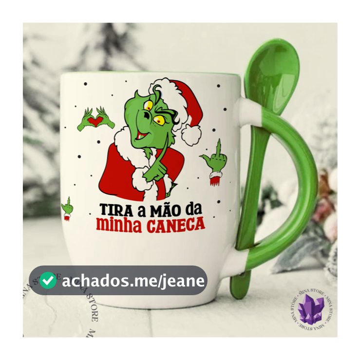 Caneca de Cerâmica Grinch Natal Tira a Mão da Minha Caneca