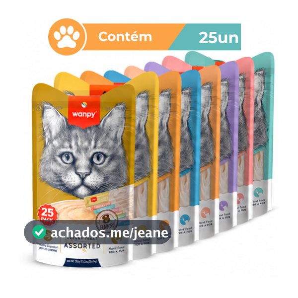 Petisco para Gatos Cremoso Wanpy Creamy Truly Sabores Sortidos 25 Tubos