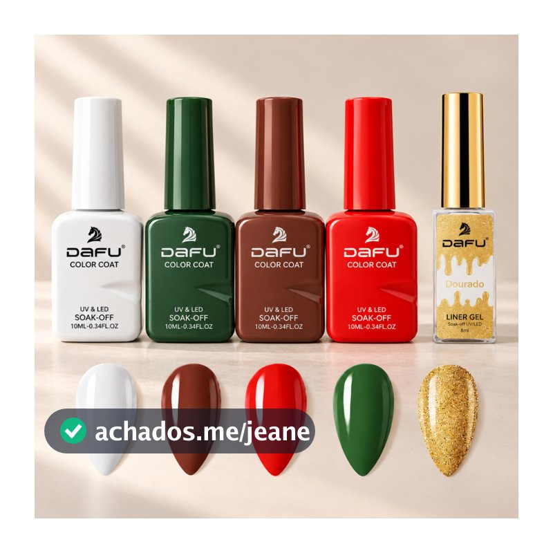 Kit Esmalte em Gel Dafu Natal 4/5 Unidades 10ml Vermelho Verde Branco Marrom Led Uv Nail Alongamento