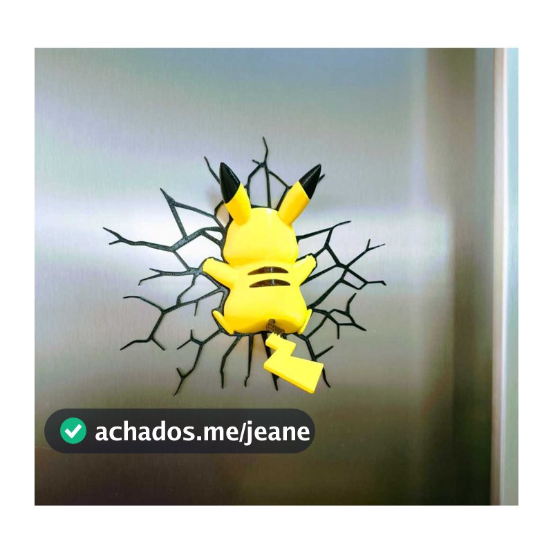 Ímã de Geladeira Pokémon Pikachu 3D - Efeito Quebrando a Parede