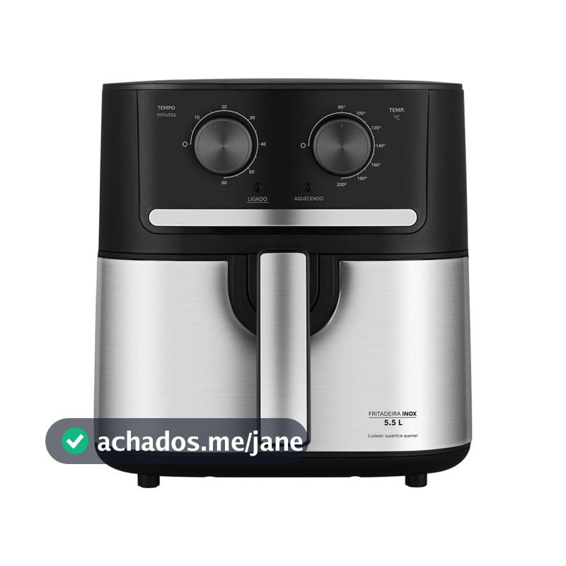 Fritadeira Air Fryer 5,5L Cyclone Preto e Inox Midea