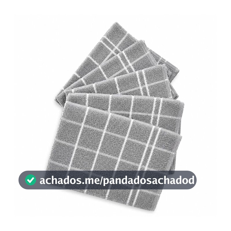Kit 10, 5 ou 3 Pano De Prato Atoalhado Grande Copa Chef Copa Listrado 100% Algodão Atacado CINZA