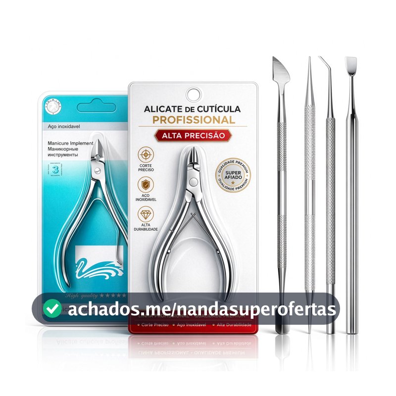 Kit Manicure 6 Peças Inox Alicate Corte Unha + Cutícula Espátula Palito Raspador Desencravador