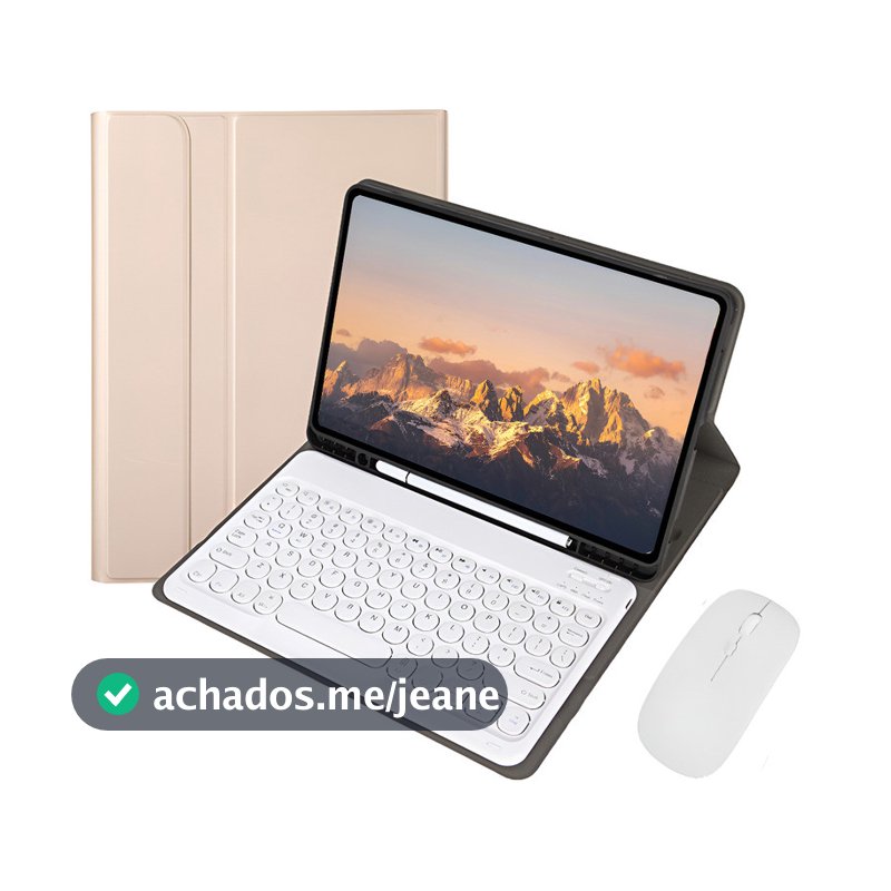 Capa com Teclado Redondo e Mouse iPad 5 6 7 8 9 10 11 Geração, ipad air 1/2/3/4/5, ipad pro 9,7 10,5 11 12,9 inch