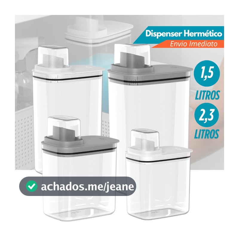 Dispenser Organizador Lavanderia 2,3 e 1,5 Litros Acrílico amaciante sabão em pó Lavanderia