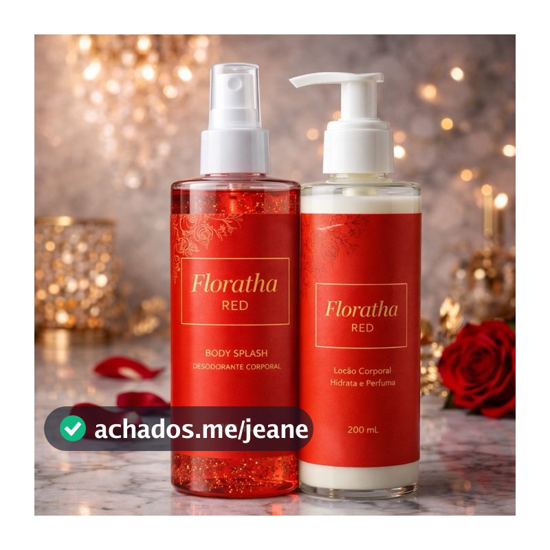 1 Kit feminino Body Splash Florata Red com gliter 200Ml + 1 Hidratante Corporal Florata Red 200ML