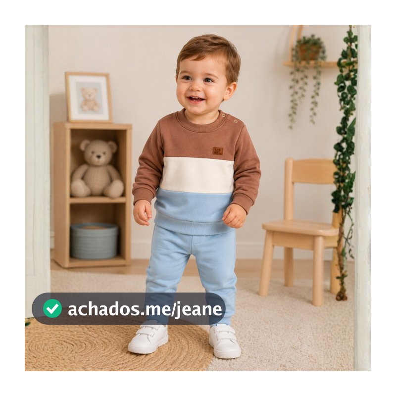 Conjunto Infantil Moletom Recortes Color Block Menino Inverno Premium