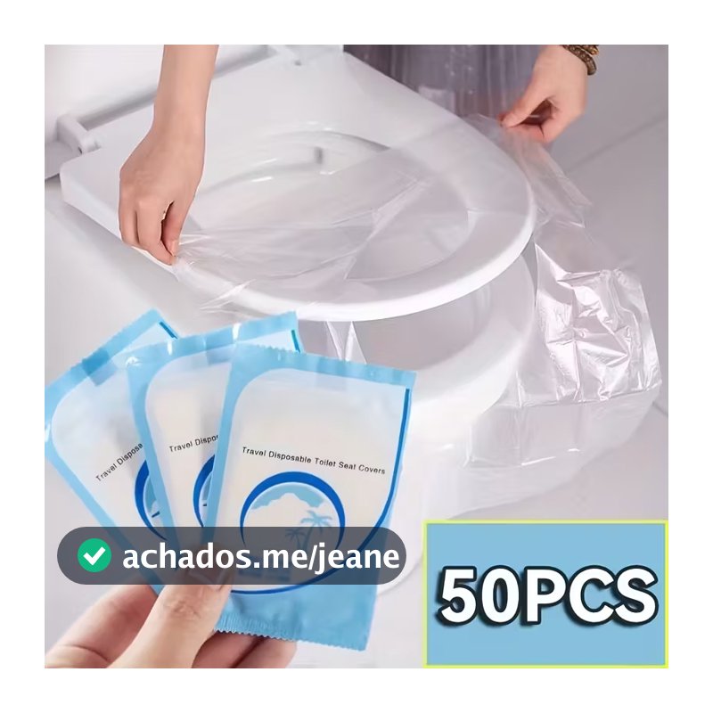 Kit 50 Protetores de Assento Vaso Sanitário Descartáveis Plásticos | Higiênico e Portátil