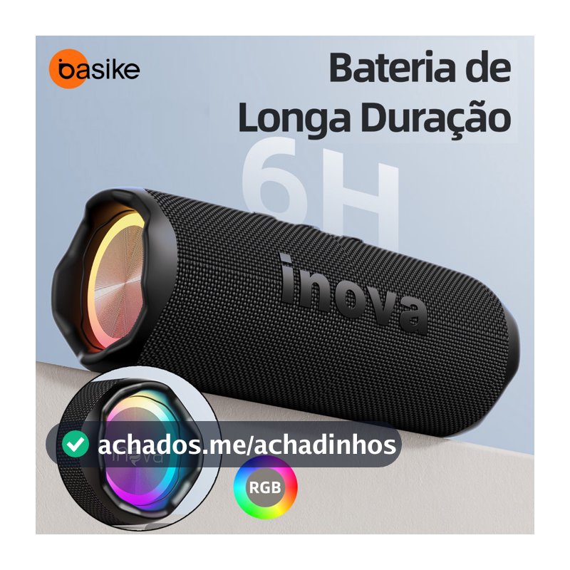 INOVA Caixa de Som Estéreo Portátil  Som Poderoso LED RGB FM Festa Ao Ar Livre Envio Imediato