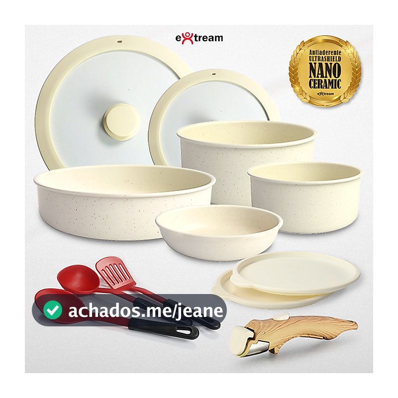 Jogo De Panelas Com Cabo Destacável Nano Ceramic Indução 12 Peças Extream - Fusion Duna