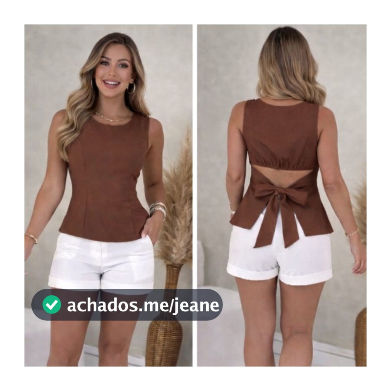 Blusa Feminina Alfaiataria Peplum Elegante Regata Acinturada com Laço Costas Casual Tendência