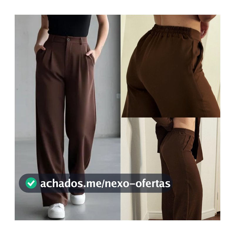 Calça Feminina Pantalona ALFAIATARIA COM ELÁSTICO NA CINTURA Wide Leg