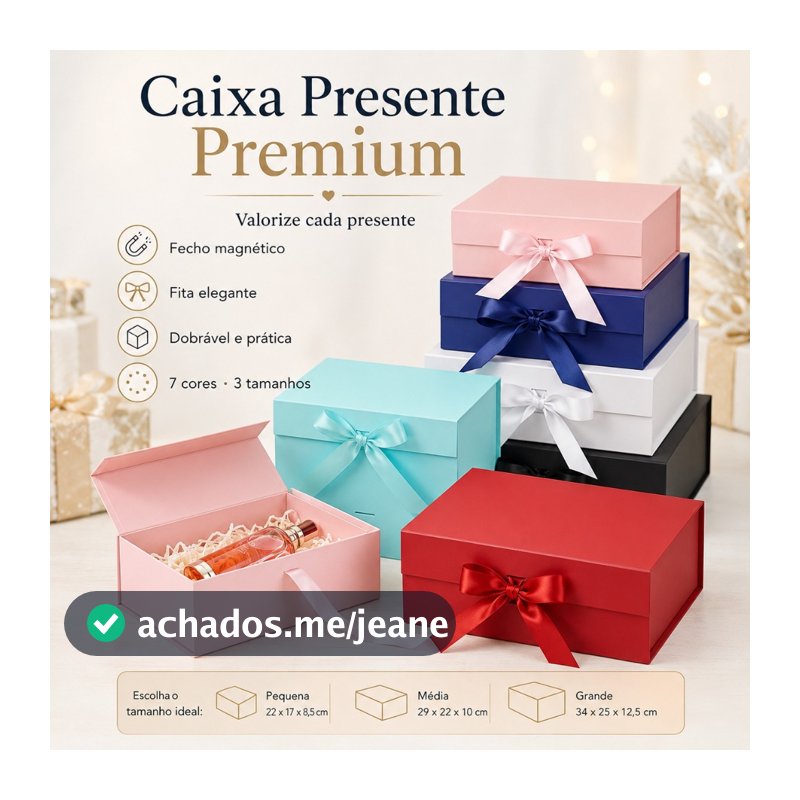 Caixa de Presente Dobrável Magnética com Laço de Cetim – 3 Tamanhos/Dia dos Professores/para Presentes